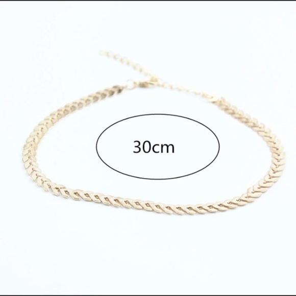 New Gold Plated Dainty Fish Bone Choker Necklace - Picture 2 of 3